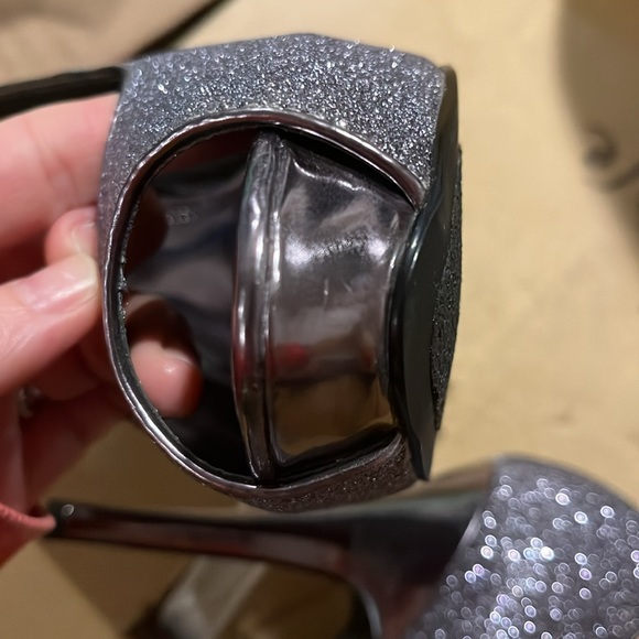 Women’s sparkly silver peep toe pump heels - Picture 9 of 10